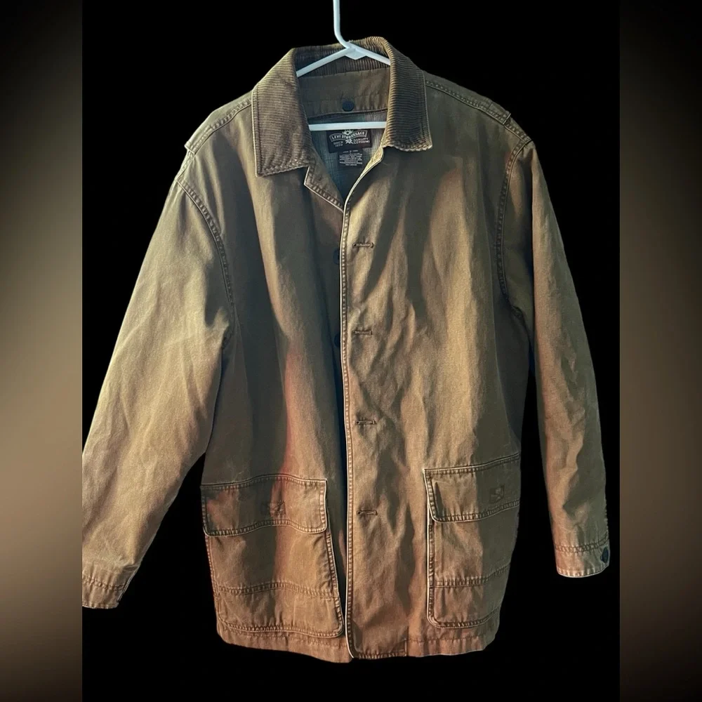 Vintage Levi Strauss Jacket Mens  Brown Corduroy Collar Workwear Chore Coat Wool